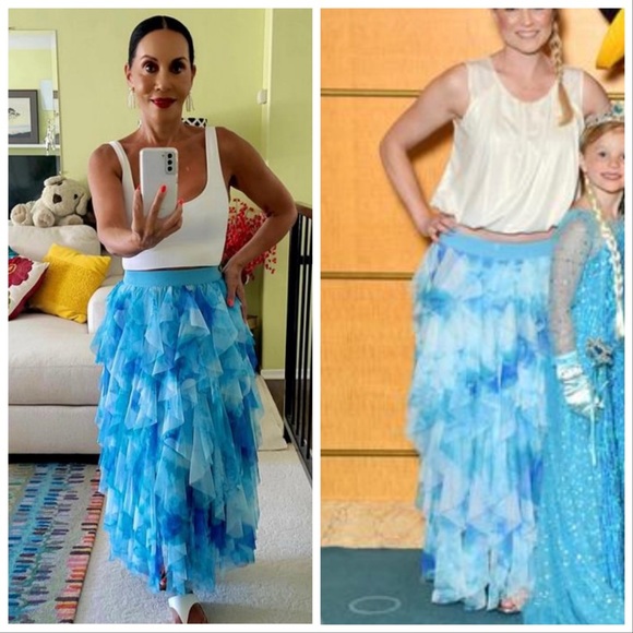 Anthropologie Chéri Ruffled Tulle Midi Skirt in the color Sky New - Picture 5 of 16